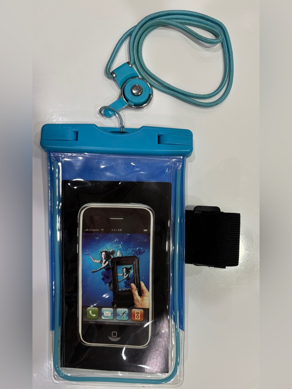 Universal Waterproof Phone Pouch with Teal Lanyard